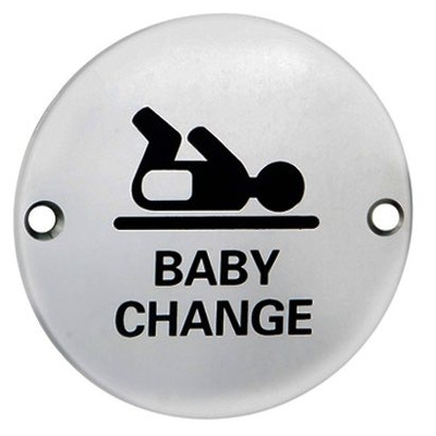 Eurospec Baby Change Symbol Sign, Polished Stainless Steel OR Satin Stainless Steel Finish - SEX1019 POLISHED FINISH