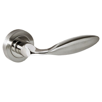 Atlantic Mediterranean Ibiza Door Handles On Round Rose, Dual Finish Satin Nickel & Polished Nickel - M-46-SN/NP (sold in pairs) DUAL FINISH SATIN NICKEL & POLISHED NICKEL