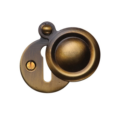 Heritage Brass Standard Round Covered Key Escutcheon, Antique Brass - V1020-AT ANTIQUE BRASS