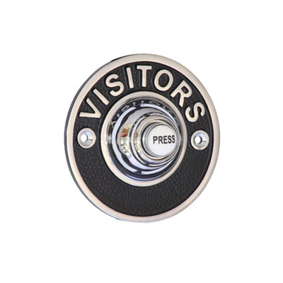 Prima Visitors Circular Shaped Bell Push (81mm), Polished Chrome & Black - BC1421 POLISHED CHROME - 81mm