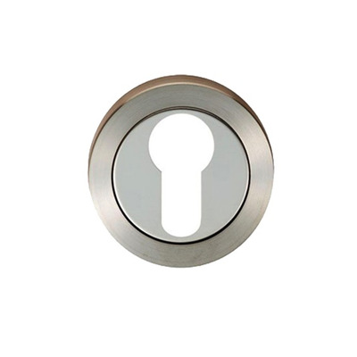 Eurospec Euro Profile Escutcheon, Dual Finish Polished Stainless Steel & Satin Stainless Steel - SWL102DUO POLISHED STAINLESS STEEL & SATIN STAINLESS STEEL - EURO PROFILE (CYLINDER HOLE)