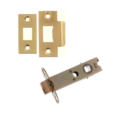Atlantic 2.5, 3, 4 or 6 Inch Heavy Duty Tubular Latches (Bolt Through), Polished Brass - AL3PB 152mm (6 INCH) ANTIQUE BRASS PLATES (Double Sprung)