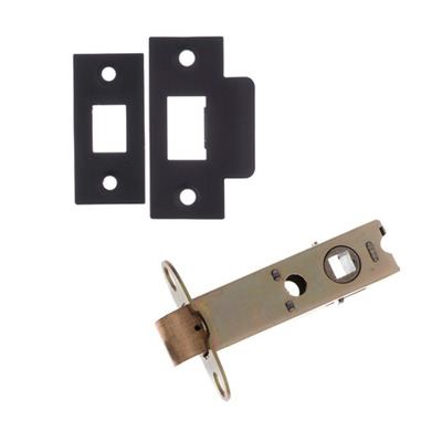Atlantic 2.5, 3, 4 or 6 Inch Heavy Duty Tubular Latches (Bolt Through), Matt Black - AL3MB 64mm (2.5 INCH) - MATT BLACK PLATES (Not Double Sprung)