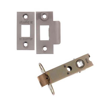 Atlantic 2.5, 3, 4 or 6 Inch Heavy Duty Tubular Latches (Bolt Through), Satin Nickel - AL3SN 152mm (6 INCH) ANTIQUE BRASS PLATES (Double Sprung)