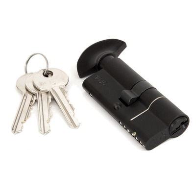 From The Anvil 35mm/35mm Euro Cylinder & Thumb Turn Lock, Black - 20971 35/35 - KEYED TO DIFFER