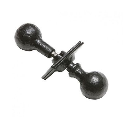 Kirkpatrick Un-Sprung Black Antique Malleable Iron Ball Mortice Door Knob - AB1554 (sold in pairs) BLACK ANTIQUE FINISH (WITH PLAIN ESCUTCHEONS)