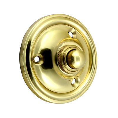 Prima Victorian Circular Bell Push (60mm Diameter), Polished Brass - PB39 POLISHED BRASS