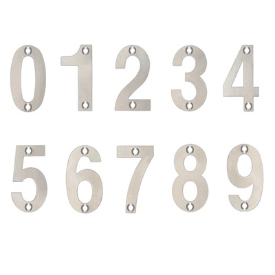 Zoo Hardware ZSN Numerals 75mm (0-9), Satin Stainless Steel - ZSNASS SATIN STAINLESS STEEL - 0