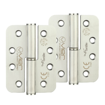 Zoo Hardware Vier Precision 4 Inch Grade 11 Radius Edge Lift-Off Hinge, Satin Stainless Steel - VLHL243RS (sold in pairs) LEFT HANDED - 102mm x 76mm x 3mm (RADIUS EDGE)