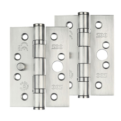 Zoo Hardware 4 Inch Grade 201 Dog Bolt Or Security Door Hinge, Satin Stainless Steel - ZHSSDB243 (sold in pairs) SATIN STAINLESS STEEL - 102mm x 76mm x 3mm