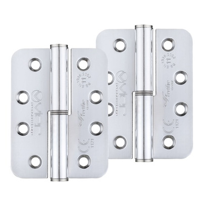 Zoo Hardware Vier Precision 4 Inch Grade 11 Radius Edge Lift-Off Hinge, Polished Chrome - VSLH43CP (sold in pairs) LEFT HANDED - 102mm x 76mm x 3mm (RADIUS EDGE)