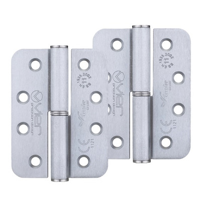 Zoo Hardware Vier Precision 4 Inch Grade 11 Radius Edge Lift-Off Hinge, Satin Chrome - VSLH43SC (sold in pairs) LEFT HANDED - 102mm x 76mm x 3mm (RADIUS EDGE)