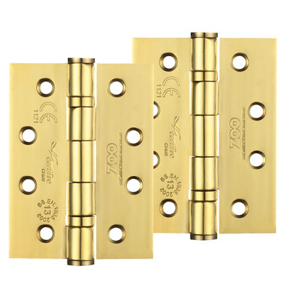 Zoo Hardware 4 Inch Grade 13 Ball Bearing Hinge, PVD Stainless Brass - ZHSS243PVD (sold in pairs) PVD STAINLESS BRASS - 102mm x 75mm x 3mm (RADIUS EDGE)