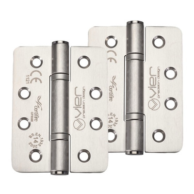 Zoo Hardware Vier Precision 4 Inch Grade 14 High Performance Radius Edge Hinge, Satin Stainless Steel - VHP243RS (sold in pairs) SATIN STAINLESS STEEL - 102mm x 76mm x 3mm (RADIUS EDGE)