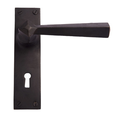Cardea Ironmongery Tapered Door Handle On Backplate, Dark Bronze - AT282A/DB LOCK (WITH KEYHOLE)