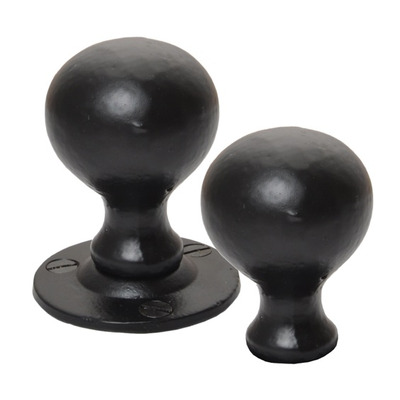 Cardea Ironmongery Ball Rim Door Knob (45mm Diameter), Black Iron - BI211R (sold in pairs) BLACK IRON