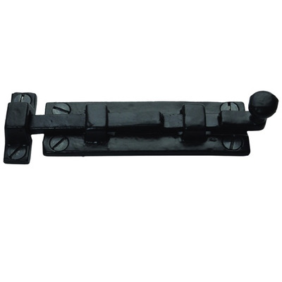 Cardea Ironmongery Straight Door Bolt (102mm, 150mm OR 203mm), Black Iron - BI484 BLACK IRON - 102mm