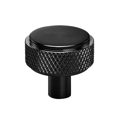 Access Hardware Knurled Cupboard Door Knob (30mm Diameter), Matt Black - X88021MB MATT BLACK