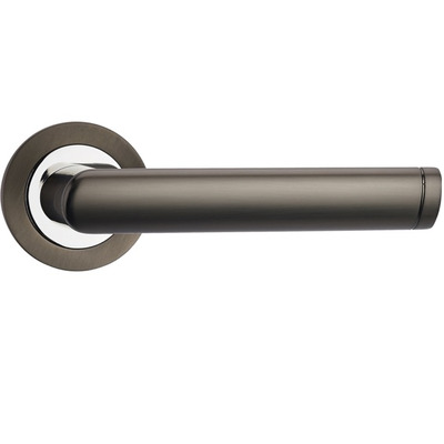 Fortessa Gotham Spectre Lever On Round Rose, Dual Finish Gun Metal And Polished Chrome - FGOSPE-GMG (sold in pairs) DUAL FINISH - GUN METAL AND POLISHED CHROME