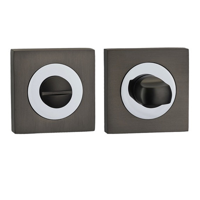 Fortessa Gotham Square Bathroom Turn & Release, Gun Metal And Polished Chrome - FGWCSTT-GMG DUAL FINISH - SATIN CHROME & POLISHED CHROME