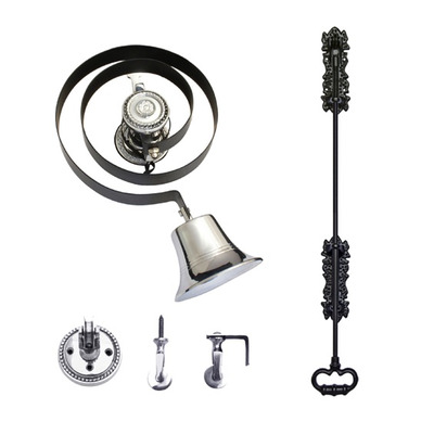 Prima Butlers Bell On Black Spring With Black Iron Pull, Polished Chrome - BH1005BC POLISHED CHROME
