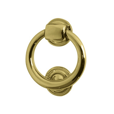 Frelan Hardware Ring Door Knocker (100mm Diameter), Polished Brass - JV37PB POLISHED BRASS