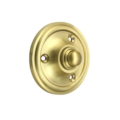 Prima Victorian Circular Bell Push (60mm Diameter), Satin Brass - SB39 SATIN BRASS