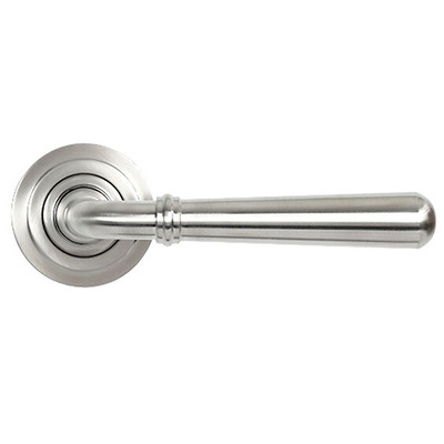 From The Anvil Newbury Door Handles On Art Deco Rose, Satin Marine Stainless Steel - 46511 (sold in pairs) SATIN MARINE STAINLESS STEEL - UNSPRUNG