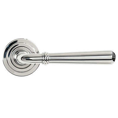 From The Anvil Newbury Door Handles On Art Deco Rose, Polished Marine Stainless Steel - 46515 (sold in pairs) POLISHED MARINE STAINLESS STEEL - SPRUNG