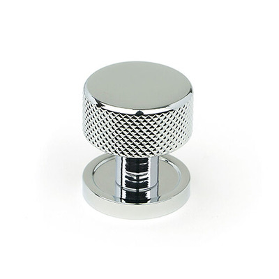 From The Anvil Brompton Cabinet Knob On Rose (25mm, 32mm Or 38mm), Polished Chrome - 46818 POLISHED CHROME - 25mm