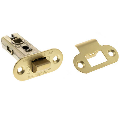 Atlantic Hardware 2.5 OR 3 Inch Radius Tubular Latches (Bolt Through), Satin Brass - ALRCE25SB 64mm (2.5 INCH) SATIN BRASS