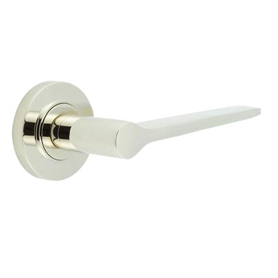 Frelan Hardware Burlington Knightsbridge Door Handles On Plain Rose, Polished Nickel - BUR20KIT157 (sold in pairs) POLISHED NICKEL - PLAIN OUTER ROSE