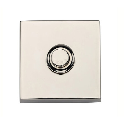 Heritage Brass Square Bell Push (54mm x 54mm), Polished Nickel - V1188-PNF POLISHED NICKEL