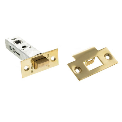 Atlantic 3 And 4 Inch Heavy Duty Tubular Latches (Bolt Through), Raw Brass - AL3RB 101mm (4 INCH) RAW BRASS PLATES (Double Sprung)