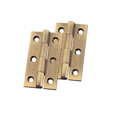 Alexander & Wilks Heavy Pattern Solid Brass Cabinet Butt Hinges (2", 2.5" OR 3"), Antique Brass - AW050-CH-AB ANTIQUE BRASS - 50mm x 28mm x 1.5mm