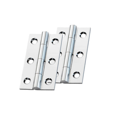Alexander & Wilks Heavy Pattern Solid Brass Cabinet Butt Hinges (2", 2.5" OR 3"), Polished Chrome - AW050-CH-PC POLISHED CHROME - 50mm x 28mm x 1.5mm