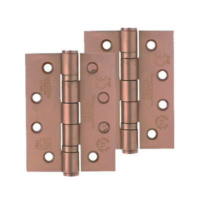 Zoo Hardware 4 Inch Grade 13 Ball Bearing Hinge, PVD Satin Bronze - ZHSS243-PVDBZ (sold in pairs) PVD SATIN BRONZE - 102mm x 75mm x 3mm (RADIUS EDGE)