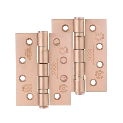 Zoo Hardware 4 Inch Grade 13 Ball Bearing Hinge, Tuscan Rose Gold - ZHSS243-TRG (sold in pairs) TUSCAN ROSE GOLD - 102mm x 75mm x 3mm
