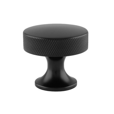 Alexander & Wilks Berlin Knurled Plain Cupboard Knob (38mm), Black - AW841-38-BL BLACK - 38mm