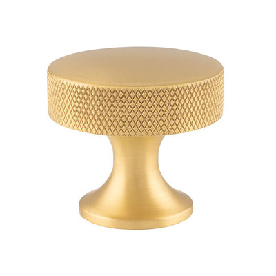 Alexander & Wilks Berlin Knurled Plain Cupboard Knob (38mm), Satin Brass - AW841-38-SB SATIN BRASS - 38mm