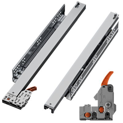 Push to Open and Soft Close Undermount Drawer Runners - Full Extension - 550mm Length