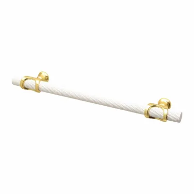 Amelia - Knurled T-Bar Kitchen Cupboard Handle -  White - Matt Gold