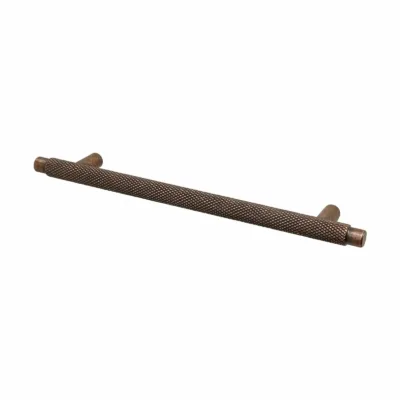 Aurelia - Knurled Round T-Bar Kitchen Cabinet Handle - Antique Copper