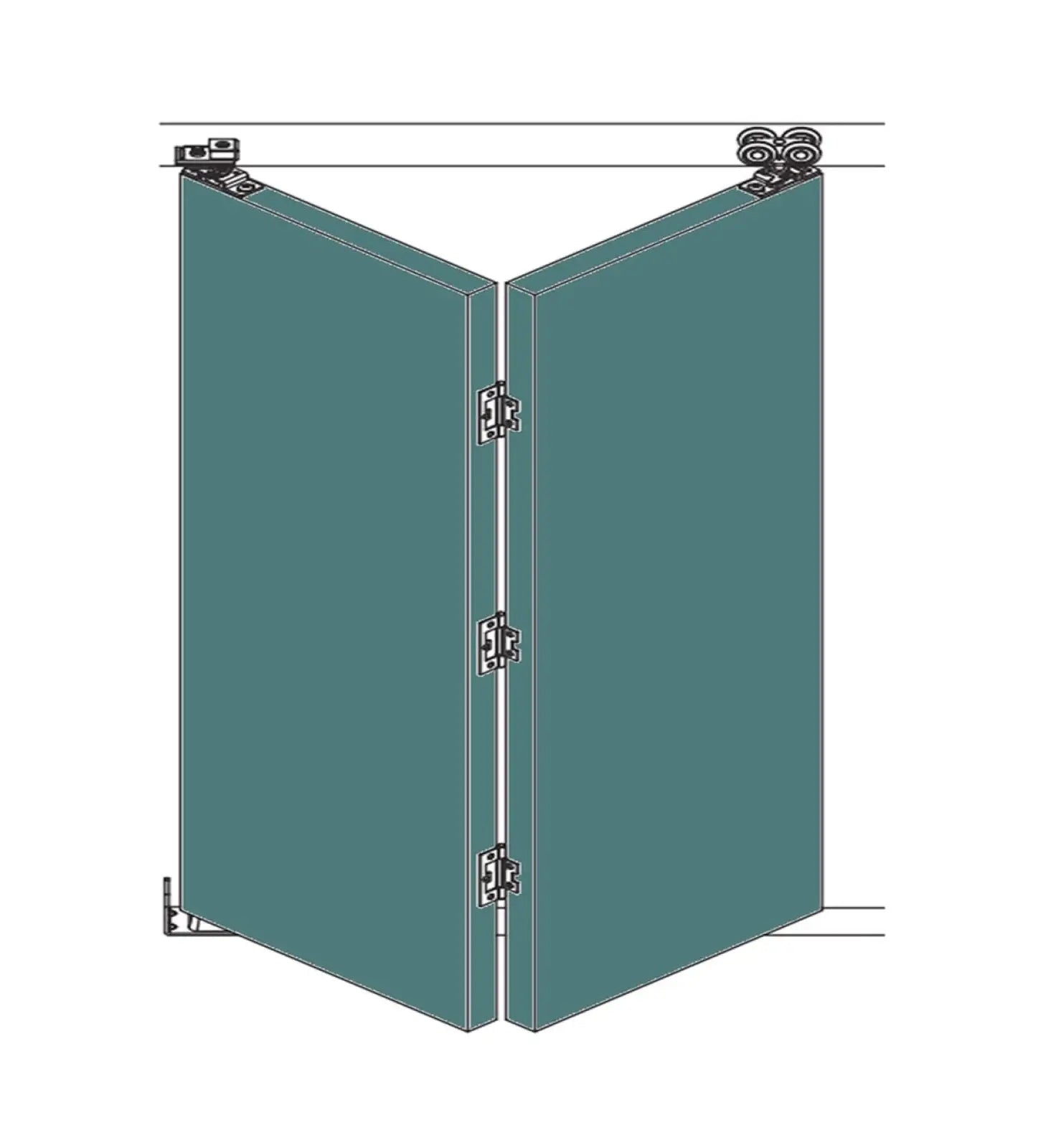 F-Slide Folding Sliding Door Kit - 2 + 0 Door - 1500mm Track