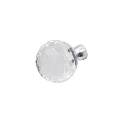 Tayberry - Round Crystal Glass Cabinet Knob - Polished Chrome